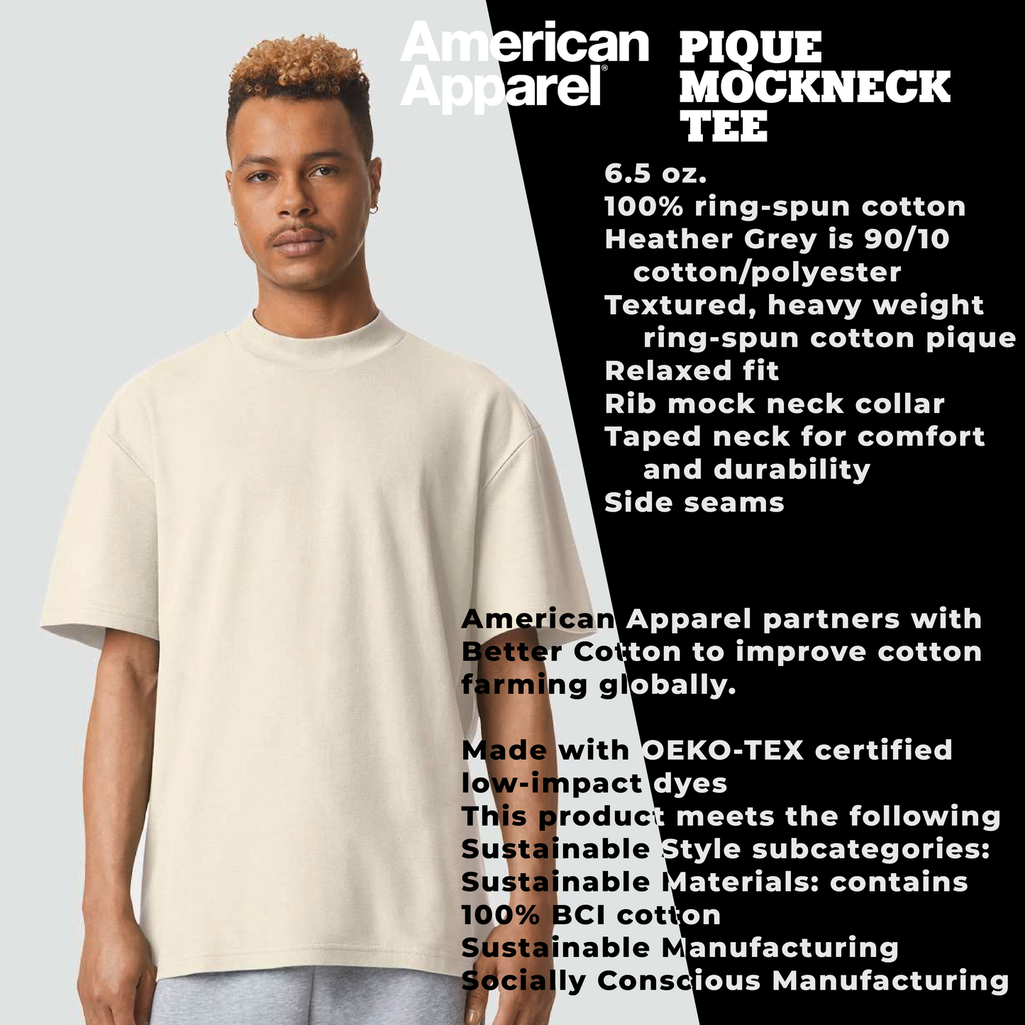 60 AMERICAN APPAREL PIQUE MOCK NECK TEES