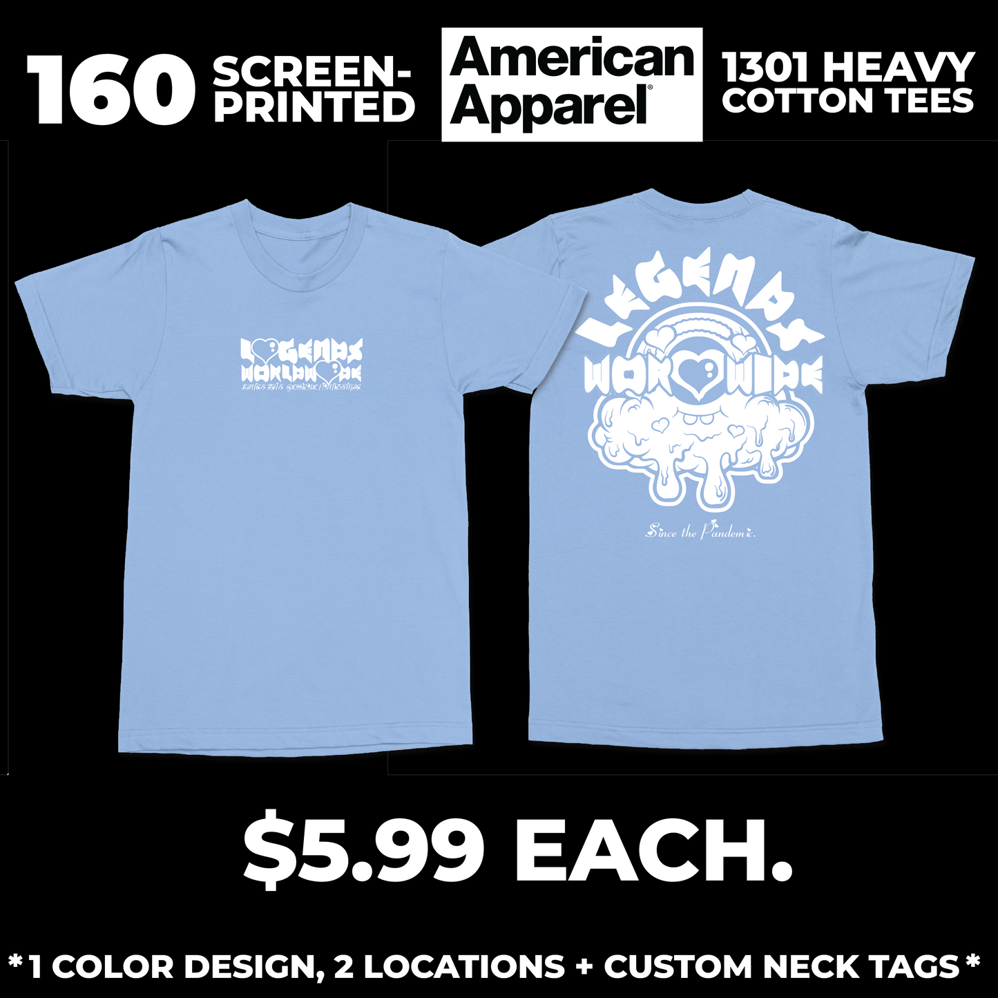160 AMERICAN APPAREL 1301 TEES
