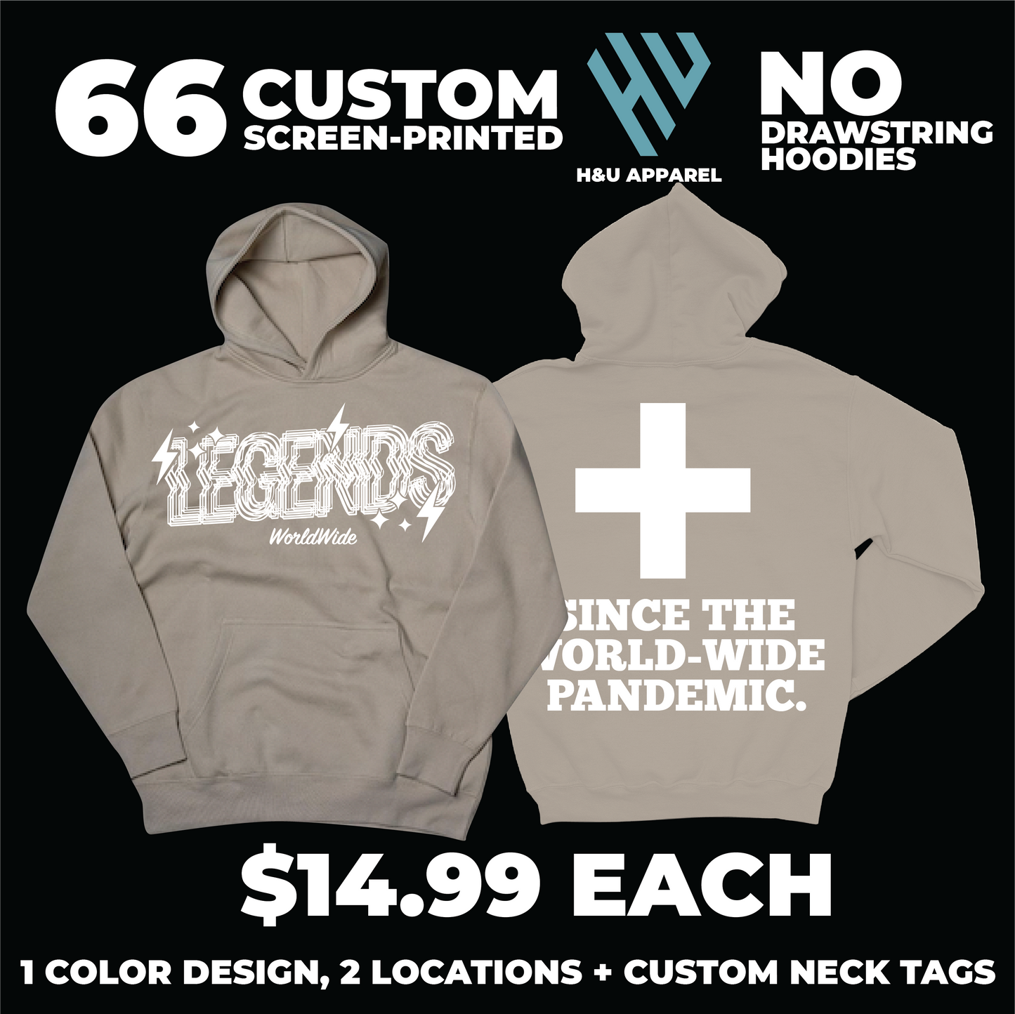 66 HnU NO DRAWSTRING HOODIES