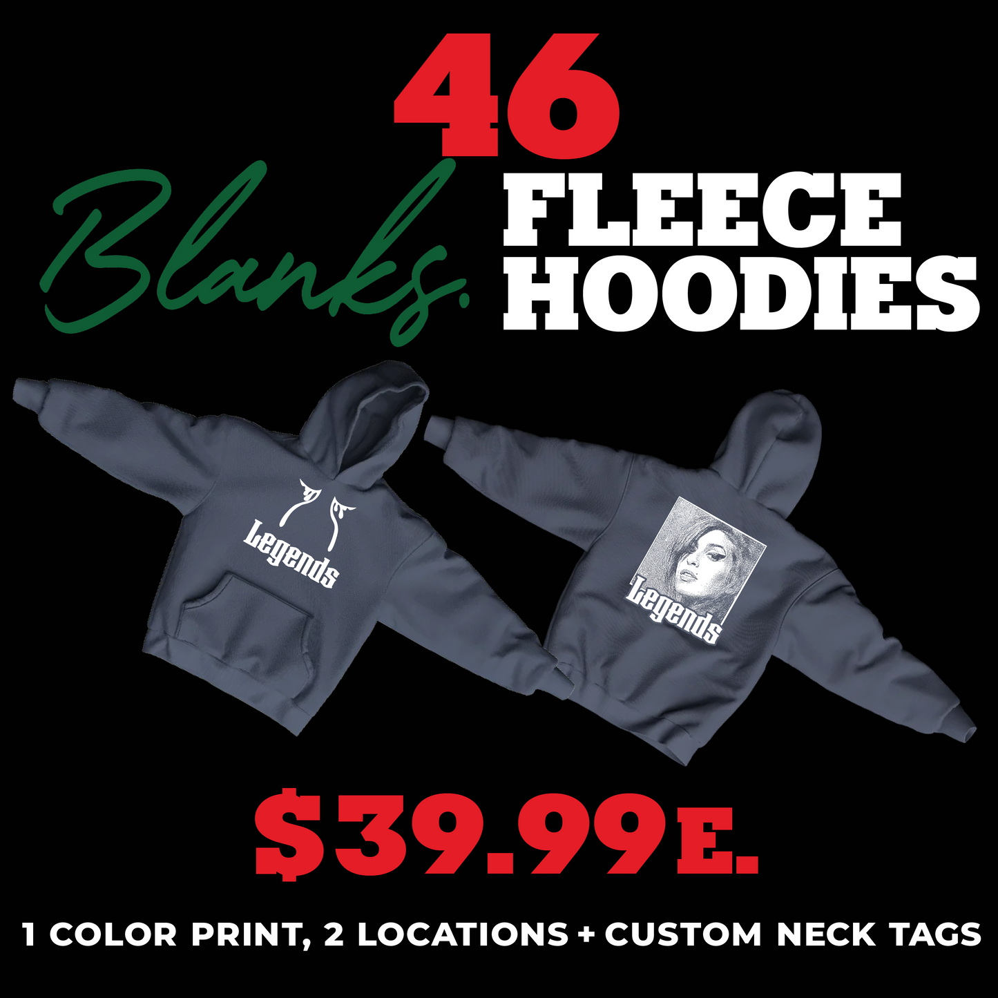46 BLANKS BY THIRTEEN FLEECE HOODIES