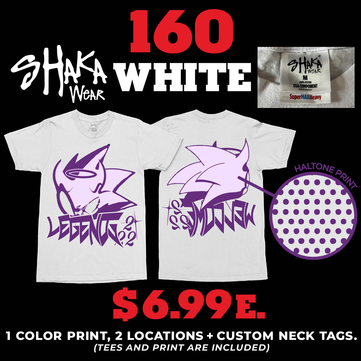 160 WHITE SHAKAWEAR MAX HEAVYWEIGHT TEES