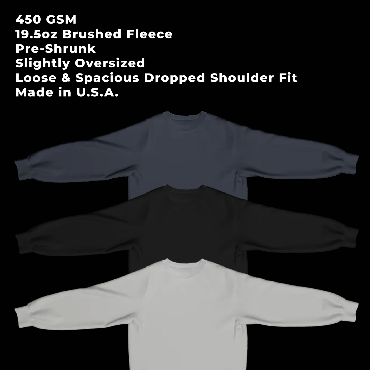 46 BLANKS BY THIRTEEN FLEECE CREWNECKS