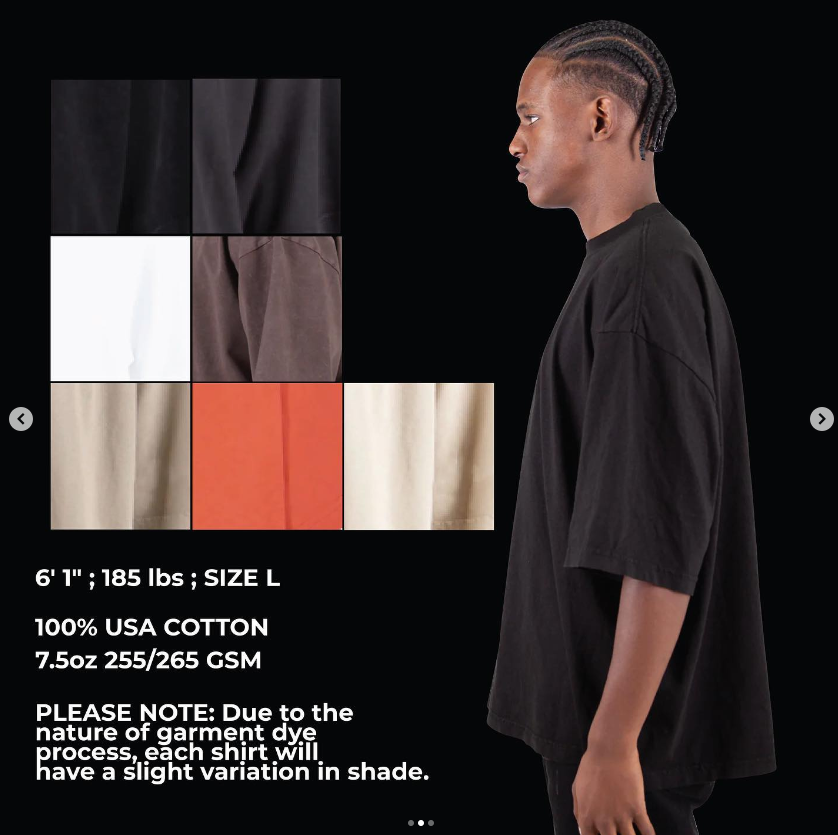 42 SHAKAWEAR GARMENT DYED DROP SHOULDER