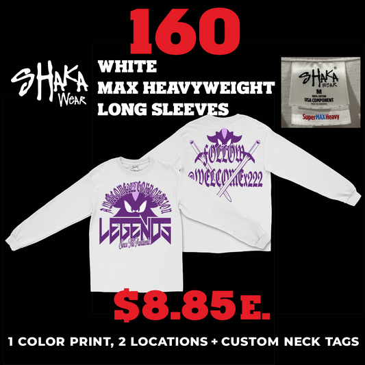 160 WHITE SHAKAWEAR MAX HEAVYWEIGHT LONG SLEEVES