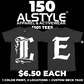 150 AMERICAN APPAREL 1301 TEES