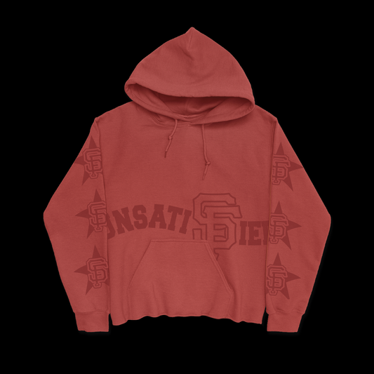 UNSATISFIED CROPPED HOODIE IN RED WINE